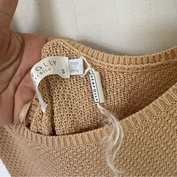 Seafolly Marina Knit Maxi Dress Coverup Tan size Small NWOT - Picture 8 of 11